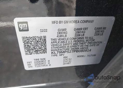 2023 Chevrolet Trailblazer Fwd Lt from USA, damaged, VIN KL79MPS27PB080914